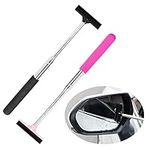 2 Pcs Retractable Rear-View Mirror Wiper, Multifunction Car Glass Cleaner Tool, Mini Squeegee for Car Windows Glass Mirror, Waterproof Anti-rain Anti-Fog Snow Car Mirror Squeegee