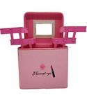 sagrach Leather Two Sided Open Multi Grid Cosmetic Box with Mirror for Girl, Pink…