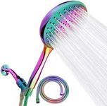 SparkPod Handheld Rainbow Shower Head - Rain Shower Functionality - Extra Long 6 ft. Hose - Adjustable Bracket - 6-Inch Face Size - High Pressure Shower - Powerful Rinsing - Perfect For Long Hair