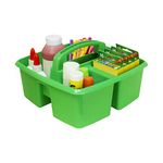 Storex 3-Compartment Small Caddy – Multipurpose Classroom Organizer with Handle, Grass, 6-Pack (00951A06C)