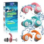 Waterproof Swimming Ear Plugs for Adults - 3 Pairs of Reusable Soft Silicone Swim Earplugs,Perfect for Surfing, Diving,Pool,Showering and Other Water Sports - Keep Water Out and Ear Protection