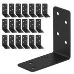 20Pcs L Bracket ,3"x3"x1.5" Heavy Duty Corner Brace,2mm Steel Shelf Bracket,Black Joist Right Angle Brackets，90 Degree L Shape Bracket for Furniture,Bed,Timber,Shelf Brackets…