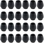 Antrader 24pcs Silicone Black Furniture Pads with Felt Pads Floor Protectors Non-slip Sofa Chair Table Glides Feet Caps Fit Round Diameter 6/16 to 5/8 (1.2-1.6cm)