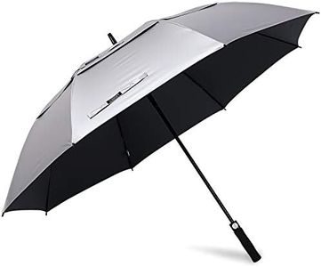 G4Free 68 Inch UV Protection Golf Umbrella Auto Open Vented Double Canopy Oversize Extra Large Windproof Sun Rain Umbrellas (Silver/Black)