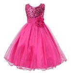 stylesilove Little Children Lovely Sequin Flower Girl Dress, 5 Colors - Pink - 130 cm/4-5 Years