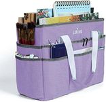 JJRING Craft Organizer Tote Bag, Large Art Storage Caddy with Multiple Pockets, Lilac Sewing Bag for Art, Craft, Scrapbooking, School, Medical, and Office Supplies Storage