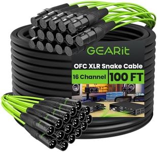 GearIT 16-Channel XLR Snake Cable (100 ft) - 100% Oxygen-Free Copper Snake Wire, Channel Labels, Metal XLR Connectors for Pro Audio - 100 Feet