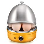 VOBAGA Electric Egg Cooker, Rapid Egg Boiler with Auto Shut Off for Soft, Medium, Hard Boiled, Steamed Eggs, Vegetables and Dumplings, Stainless Steel Tray with 7-Egg Capacity (Yellow)