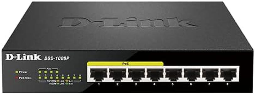 D-Link DGS-1008P 8-Port Gigabit Unmanaged PoE+ Switch |4 x PoE+ Ports | 68W PoE Budget | Robust Metal Design | Fanless Operation