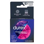 Durex Performax Intense Lubricated Ribbed Dotted Premium Condoms, 3 ct