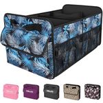 YOHOOLYO Trunk Organizer Car Storage Organizer 72L Large Capacity Collapsible Multi-compartments Pockets Cargo Organizer Box for Women/Men Multicolor Car Storage Container for Groceries Floral Blue