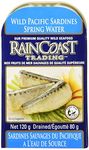 Raincoast Trading Wild Pacific Sardines Spring Water Wild-Caught High Protein Keto Friendly No Added Oil No Preservatives Omega-3 Vitamin D - Case of 12 120g Cans