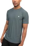 INTO THE AM Athletic Workout Shirts for Men Fitted Gym Sports Running Fitness Dry Fit Logo Tees (Indigo, Small)