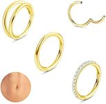 Sanfenly 3Pcs 14G 1.6MM Belly Button Bars for Women Surgical Steel Belly Button Piercing Silver Gold Helix Cartilage Hoop Earring Piercing Septum Piercing Belly Ring Belly Bar Body Piercing Jewellery