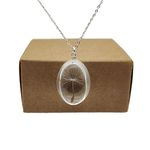 Dandelion Make a Wish Real Flowers Oval Glass Pendant 925 Sterling Silver Necklace for Women Handmade