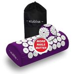 Acubliss The Comfortable Acupressure Pillow — 2,142 Nails Acupuncture Neck Pillow for Neck Pain & Back Pain & Stress Relief — On-the-Go Massage Pillow with Carry Bag, Size 37 x 15 x 10 cm, Purple