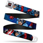 Buckle-Down Seatbelt Belt - Marvel Avengers Captain America Action1 Blue - 1.5" Wide - 32-52 Inches in Length