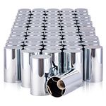 60 Pack Nut Cover, ABS Chrome Plastic 33 mm by 3-1/2" Cylinder Nut Cover - Thread-On fit Hub Piloted Wheels, Complete Axle Cover Kits, Lug Nut Covers for Semi Trucks, Trailers