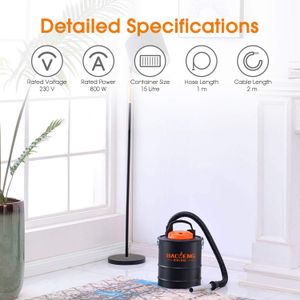 BACOENG 15L Ash Vacuum Cleaner – Powerful Metal Tank for Fireplace & Stove
