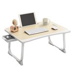 Tarkan Portable Folding Laptop Desk for Bed, Lapdesk with Handle, Drawer, Cup & Mobile/Tablet Holder for Study, Eating, Work (Beige)