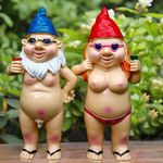 Garden Gnome Funny Gnome Statue Naughty Lawn Resin Figurine Outdoor Statue for Lawn Yard Balcony Home Ornaments Garden Decoration (Red) (Black)