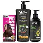 Sesa Hair Serum, Ayurvedic Medicinal Hair Shampoo and Conditioner Combo Hairfall Control Anti Dandruff Shampoo Infused with 17 Ayurvedic Herbs Smooth & Shiny Hair For Men & Women 100 ml + 500 ml + 300ml