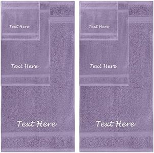 Personalized Passion 6-Pack Towels Set with Embroidered Text - Super Soft & Absorbent Turkish Cotton Towels for Bathroom, Spa, Gym, Pool and Hotels - Includes 2 Bath, 2 Hand, 2 Washcloths - Lavender