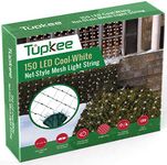 Tupkee Christmas Light Net – 150 LED Cool-White Mesh Lights - 4 ft x 6 ft – Outdoor/Indoor – Net Lights for Bushes, Hedges or Trees