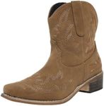 gloryinterest Cowboy Boots for Women Booties Ankle Cowgirl Western Boots Stitched Embroidered Pointed Toe Short Chunky Classic Brown Red Blue US6-10.5, yellow, 42