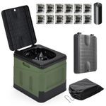 Warmiehomy Portable Camping Toilets for Adults, Outdoor Lightweight Foldable Toilets, Compact Travel Toilet for Adult Potty with Curing Agent, Compost Toilet Max 150KG (Green)