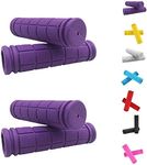 Helonge Bike Handlebar Grips, Non-Slip Rubber Bicycle Handle Bar Wraps for Kids Bikes(7 Colors) (Purple)