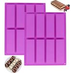 VIKKI 2PCS Silicone Rectangle Granola Bar Molds, 8 Cavity Nutrition Energy Cereal Bar Moulds, Chocolate Granola Bar Deep Silicone Mould for Baking Bread Brownie Cheesecake Butter Soap Molds