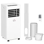 HOMCOM 4-In-1 Portable Air Conditioner, White Air Conditioning Unit, with Remote Control Wheels Cooling Dehumidifying Ventilating - 5000BTU