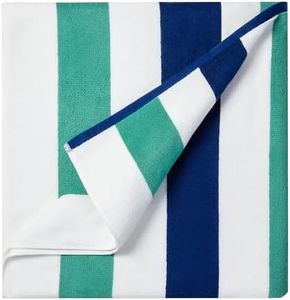 Bornbay Oversized Cotton Beach Towel - 40"X70" Extra Large Plush Thick Stripe Pool Towel, XL Soft Striped Cabana Swimming Towels for Adults Mens Women Girls (White Blue Teal)