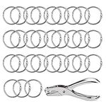 30 PCS Loose Leaf Binder Rings Keychain Book Rings with Single Hole Puncher, for DIY Index Card, Cue Card, Examination Paper, Photo Album Scrapbook, Key, Desk Calendar, Journal, Metal,1 Inch, Silver