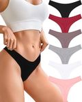 CUTE BYTE Cotton Thongs for Women Sexy Ladies Panties Breathable Stretch Hipster Cotton Underwear 6 Pack S-XL