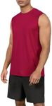 ODODOS Men's Quick Dry Athletic Tank Tops UPF 50+ Sun Protection SPF Workout Sleeveless Muscle Shirts, Crimson, Medium