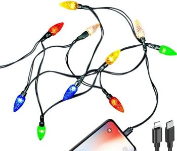 MACLARONX 2 Pcs Christmas Lights Cables USB Type-C to Light-ning Charger Cord Charging Cable 4.5 FT/10 LED String Bulb Power Cables Compatible with Phone/i 14/13/12/11/8/Pro/Max/XS/MAX/XR/XS/X/Plus