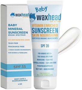 Waxhead Baby Sunscreen SPF 35, 25% Non-Nano Zinc Oxide Mineral Sunscreen for Babies, Infants & Toddlers, Kids Sunblock Face and Body Lotion, Tear-Free, Reef-Safe (4 oz)
