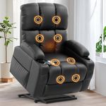Srfzluxy Lift Chair for elderly, Recliner Armchair with Massage and Back Heating, Extended Footrest, Reclining Sofa Chairs with Type C+USB, 2 Cup Holders & 4 Sides Pockets