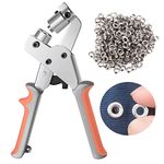 Yorkmills Eyelet Punch Kit Grommet Tool Manual Leather Puncher Handheld Hole Pliers Grommets Punching Press Machine with 500pcs Grommets of 1/4 inch (6mm), for Flags, Belts, Crafts, Poster