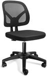 KOLLIEE Armless Office Chair Mesh Ergonomic Small Desk Chair Armless Adjustable Swivel Black Computer Task Chair No Armrest Mid Back Home Office Chair for Small Spaces