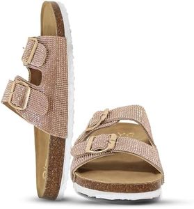YOKI-GIAN-107 Women's Cork Flat Sandal With Double Buckle Strap, Gold, 9 M US