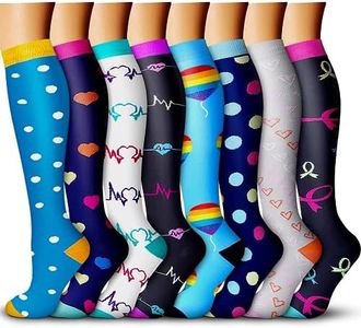 Aidexnba Compression Socks for Women & Men (8 pairs)- Best Support for Medical, Nurses, Running, Hiking,Recovery,cycling