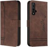 Lihondar Compatible with Huawei Honor 20/Honor 20S/Nova 5T Case, Mobile Phone Case Huawei Honor 20/Honor 20S /Nova 5T, Leather Folding Protective Case Wallet with Cover Flip Case Flip Case (Brown)