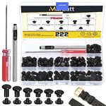 Mardatt 222Pcs 6 Sizes Chicago Screws Assorted Kit with Setting Tools, M5 X 4/5/6/8/10/12MM Leather Rivets M5 Chicago Binding Screws Rivets for DIY Leather Craft Repair(Black)
