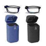 Hubeye 2 Pairs Foldable Reading Glasses Portable Easy to Carry Folding Blue Light Blocking Reader with Glasses Case 1.50