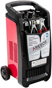 Arebos Avviatore e caricabatterie per auto con capacità fino | a 800 Ah con funzione booster per auto | a 12V e camion a 24V