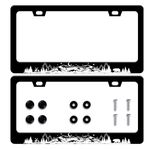 2 Pack Mountains License Plate Frame Stainless Steel Car Accessories Deer Bear Forest Mountain License Plate Frames Personalized License Plate Cover Fits Standard U.S. Vehicles for Men Women 12.2 X 6