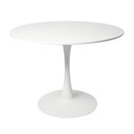 Aykah 31.5" Mid Century Modern Dining Table Featuring Kitchen Table Used as Dinner Table for 2/4 - Manufactured Wood Round Table - Small Saves Space with Metal Pedestal Base (31.5", White)